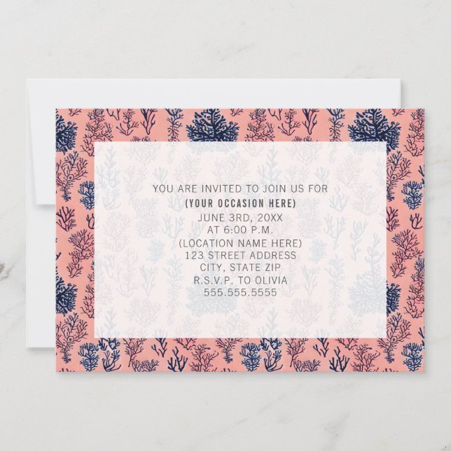 Coral Beach All Purpose Generic Party Invitation (Front)