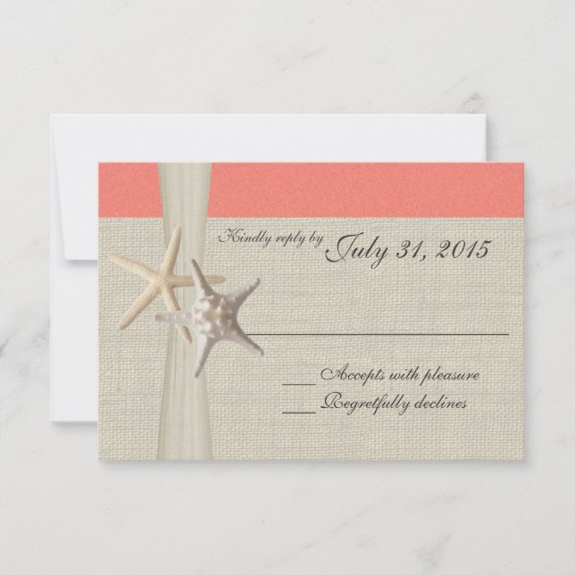 Coral Beach and Burlap Response Card (Front)