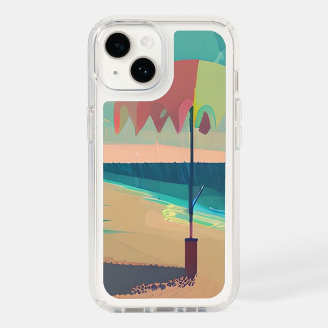 Coral Beach Chair, Umbrella, Teal Beach Speck iPhone Case (Front)