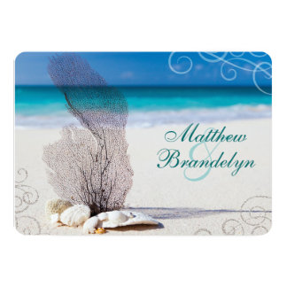 Coral Beach Destination Wedding Invitations