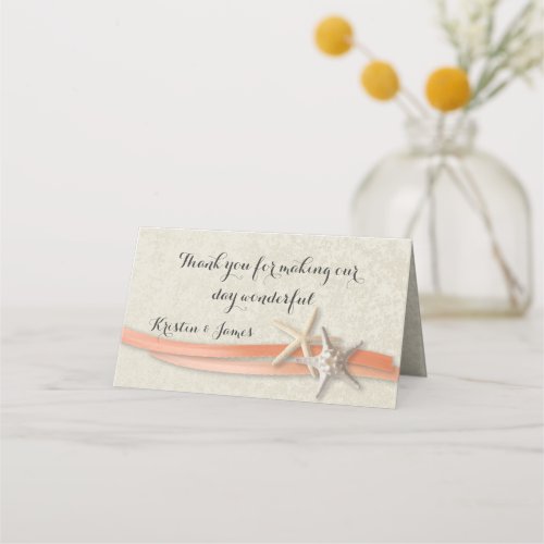 Coral Beach Starfish and Ribbon Place Card