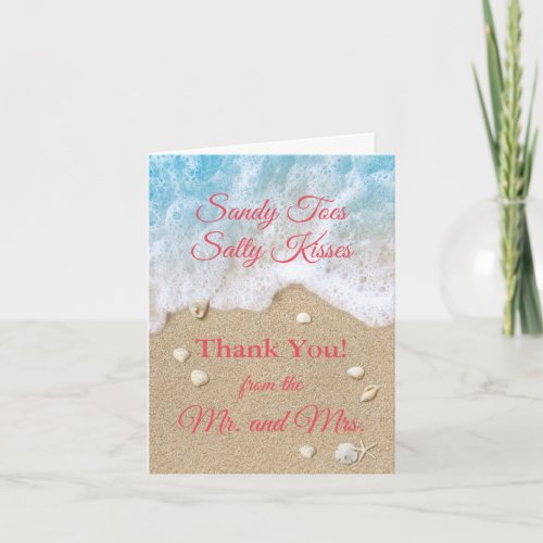 Coral Beach Waves Sandy Toes Photo Thank You Card