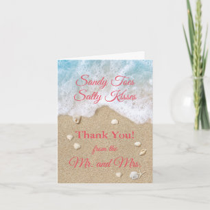 Coral Beach Waves Sandy Toes Thank You Card
