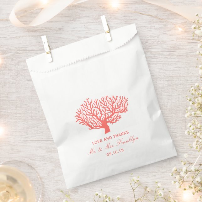 Coral Beach Wedding Favor Bag (Clipped)