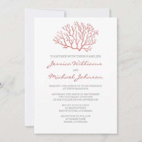 Coral Beach Wedding Invitation