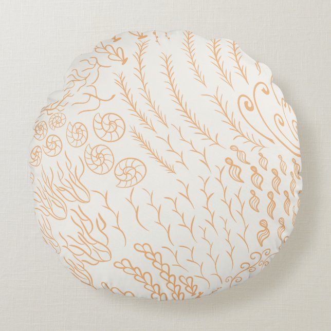 Coral | Beachy | Peach Round Pillow (Front)