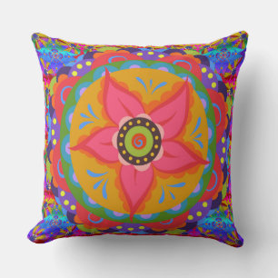 Coral Beauty Boho Style Throw Pillow