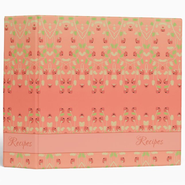 Coral berry patterned 3 ring binder (Front/Spine)