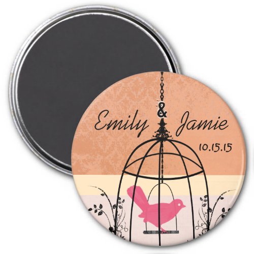 Coral Bird Cage Wedding Magnets or Customize