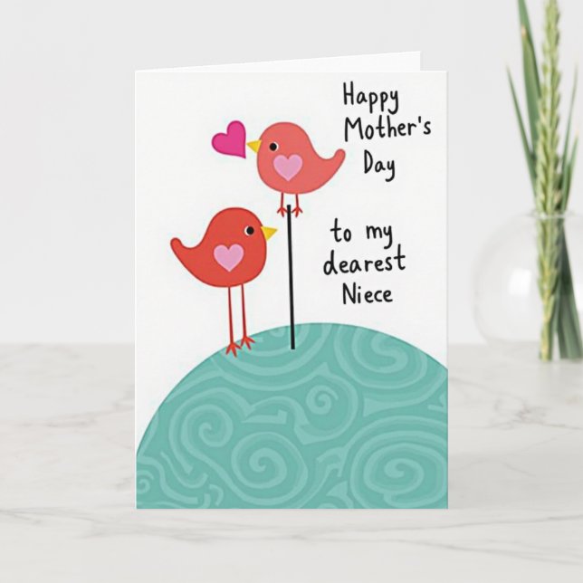 Coral Bird Mothers Day Love Card (Front)