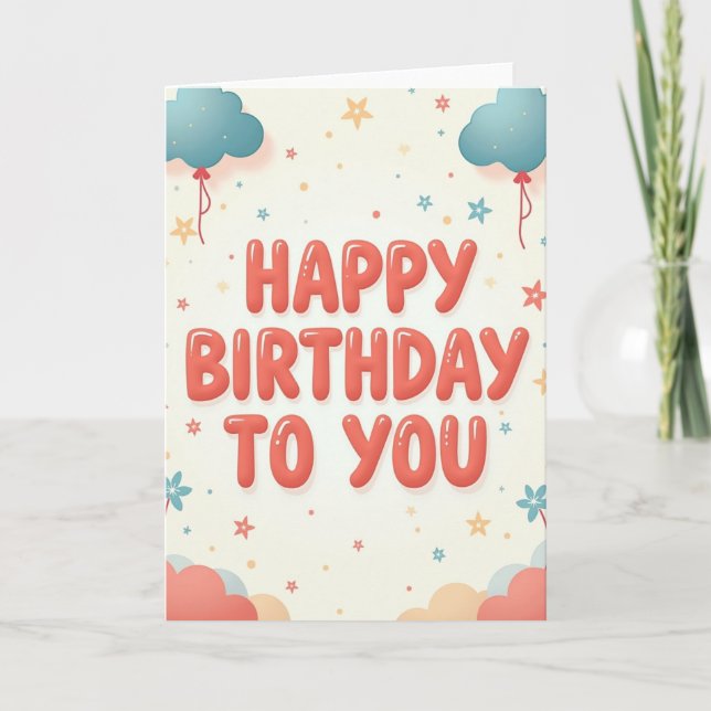 Coral Birthday Lettering Card (Front)