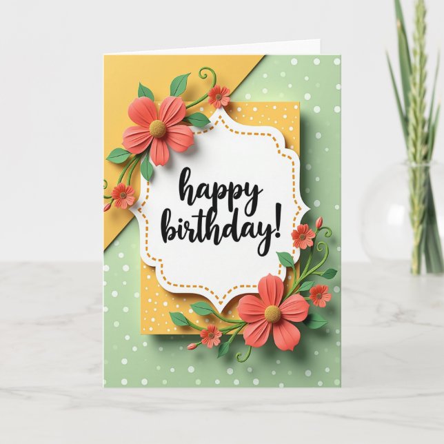 Coral Birthday Scene Card (Front)