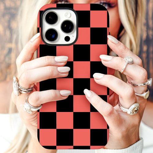 Coral Black Checkerboard Iphone 16 Pro Max Case