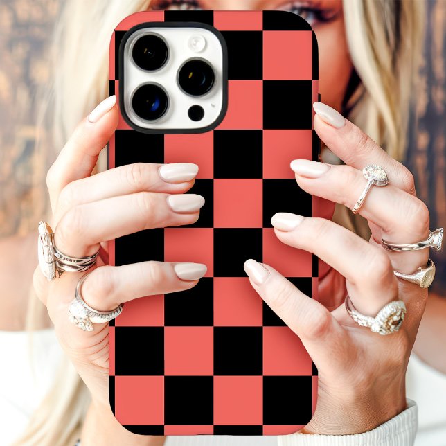 Coral Black Checkerboard Case-Mate iPhone Case (Creator Uploaded)