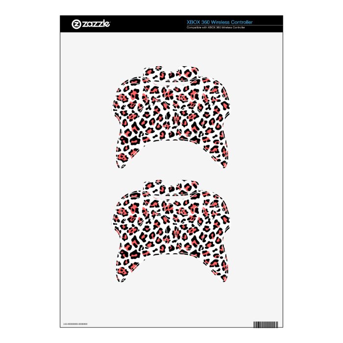 Coral Black Leopard Animal Print Pattern Xbox 360 Controller Skins