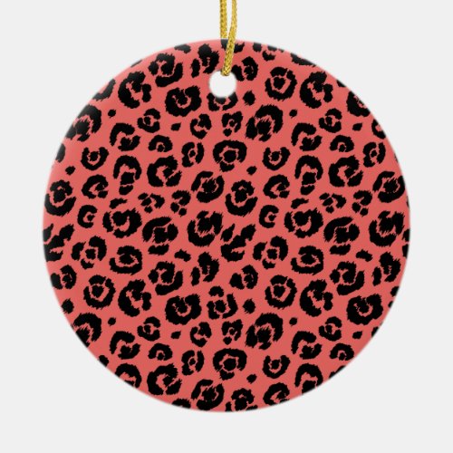 Coral Black Leopard Print Ceramic Ornament