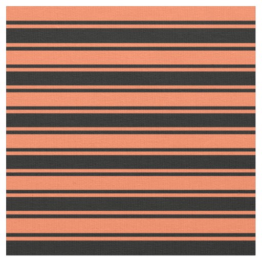 Coral & Black Pattern of Stripes Fabric
