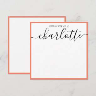 Coral Black Script Name Baby Shower Notes