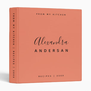 Coral Black Script Name Teacher Planner 3 Ring Binder
