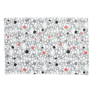 Coral Black White Circles, Dots Pillow Case