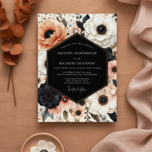 Coral Bloom Opulent Wedding Invitation