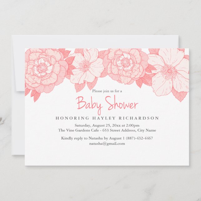 Coral Blooming Baby Shower Invitation (Front)