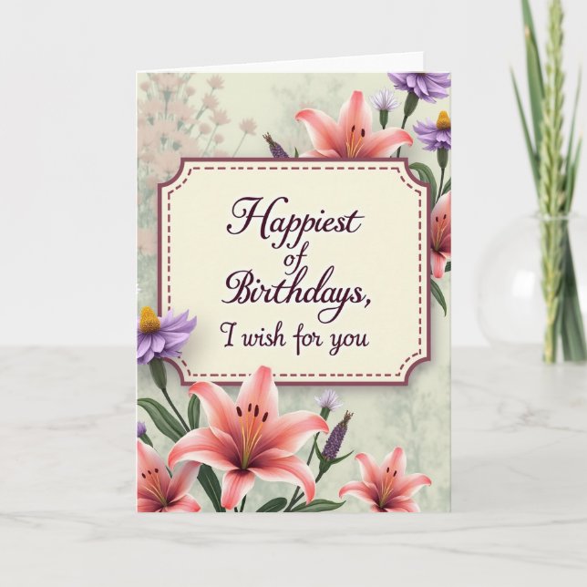 Coral Blossom Birthday Card (Front)