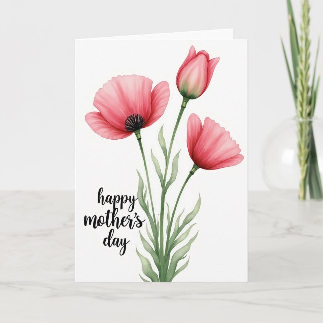 Coral Blossoms Mothers Day Card (Front)
