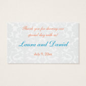 Coral, Blue, and Gray Damask Wedding Favor Tag (Back)