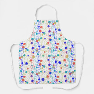 Coral Blue Aqua Lime Green Circles Dots Apron