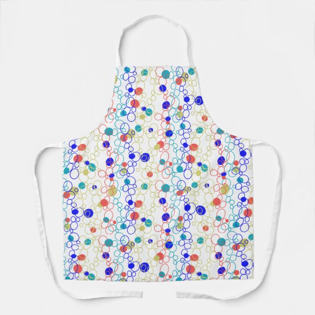 Coral Blue Aqua Lime Green Circles Dots Apron (Front)