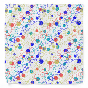 Coral Blue Aqua Lime Green Circles Dots Bandana