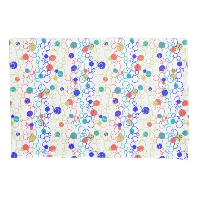 Coral Blue Aqua Lime Green Circles Dots Pillow Cas Case (Front-Left)