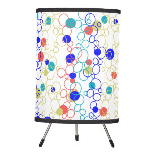 Coral Blue Aqua Lime Green Circles Dots Tripod Lamp