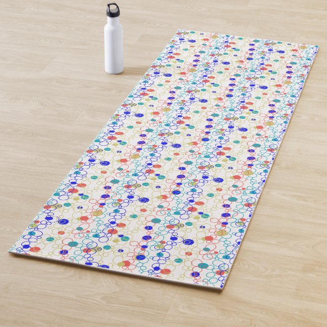 Coral Blue Aqua Lime Green Circles Dots Yoga Mat (In Situ)