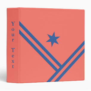 Coral Blue Diagonal Stripes Star Graphic Own Name 3 Ring Binder
