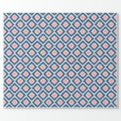 Coral Blue Diamonds Ikat Pattern Wrapping Paper (Flat)