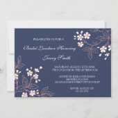 Coral Blue Floral Bridal Lunch Invitation Cards (Back)