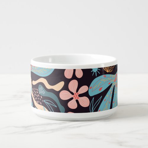 Coral Blue Floral Dark Print Bowl