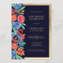 Coral Blue Gold Floral Watercolor Baby Shower Invitation
