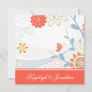 Coral Blue Green Floral Save The Date