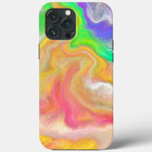 Coral, Blue, Green, Pink Abstract Fluid Art iPhone 13 Pro Max Case
