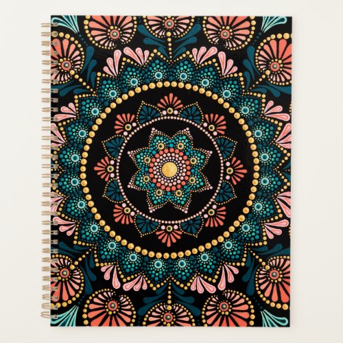 Coral Blue Mandala Sacred Geometry Boho Ethnic Planner