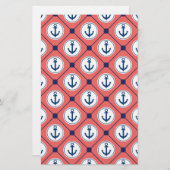 Coral Blue Nautical Anchor Pattern (Front/Back)
