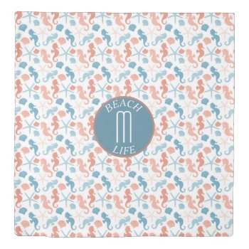 Coral Blue Nautical Monogram Pattern Duvet Cover by AvenueCentral at Zazzle