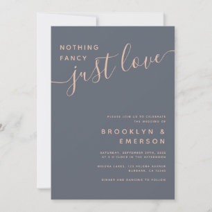 Coral Blue Nothing Fancy Just Love Casual Wedding Invitation