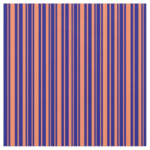 Coral & Blue Stripes Fabric