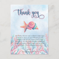 Coral Blue Under The Sea Baby Shower Thank You Postcard