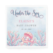 Coral Blue Under The Sea Marine Life Baby Shower  Napkins
