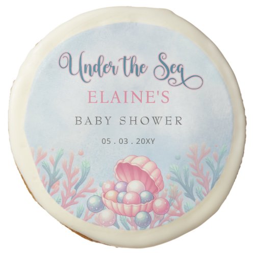 Coral Blue Under The Sea Marine Life Baby Shower  Sugar Cookie